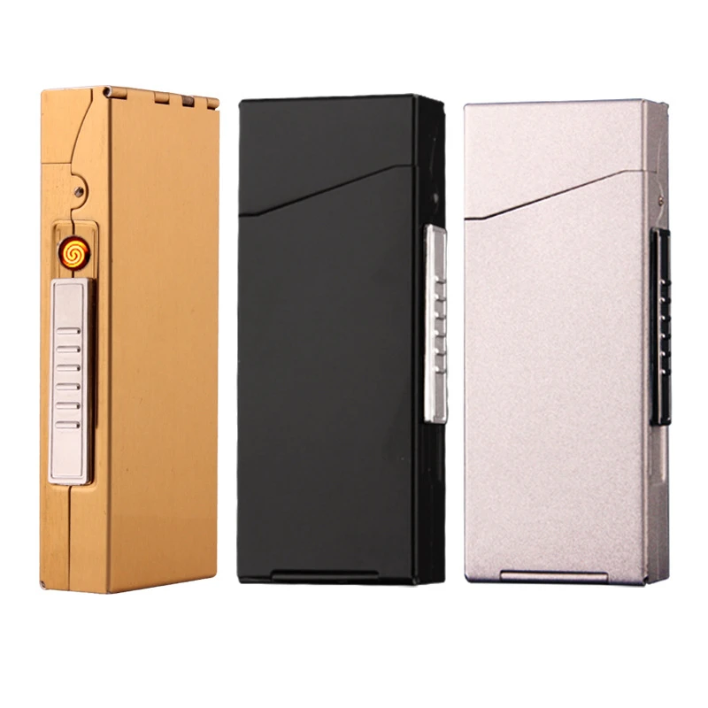 Цвет отправлен случайно для мужчин женщина тонкий портсигар с USB зажигалка