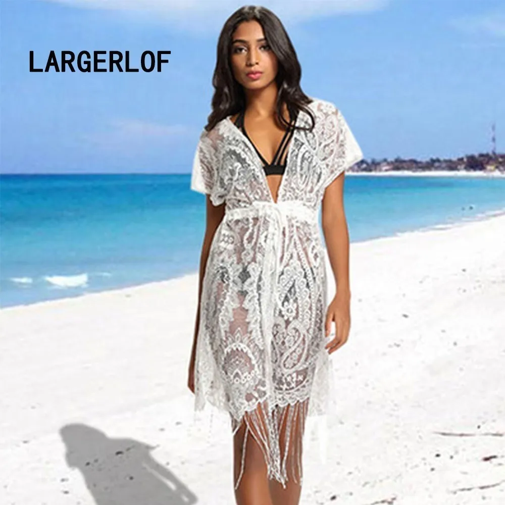 Dress Beach Lace Long Bikini Cover Up Bathing Suit Wear For Women 2018 Outings BK39007 |