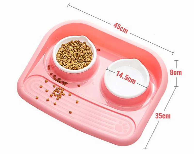 Pawstrip 4 цвета Пэт собака чаша миска для воды или еды кормушка щенок миска для воды Нескользящая собака двойные чаши без разлива ПЭТ Чаша 43x35x8 см