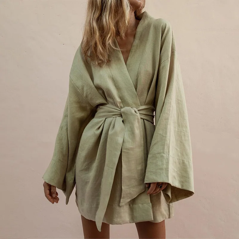 Women Long Blouses 2019 Spring Casual Bandage Cotton Linen Top Ladies Lace-up Loose Shirts Chic Solid White Oversize | Женская одежда