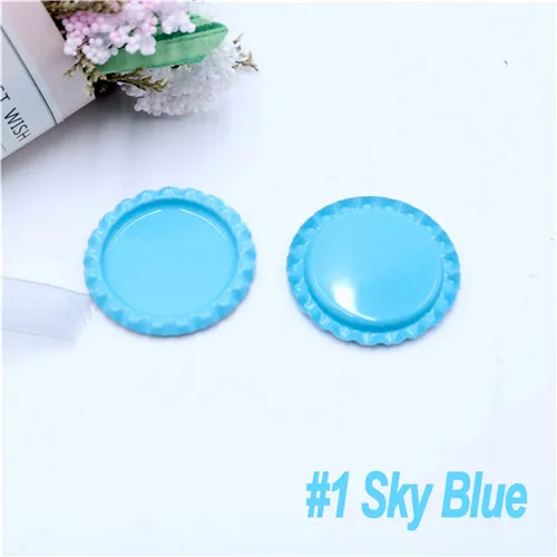 1-Skyblue Креативная двухсторонняя цветная Круглая Плоская Бутылочная крышка без отверстия 25 шт./лот внутри 25 мм для рукоделия аксессуары - Цвет: 1-Skyblue