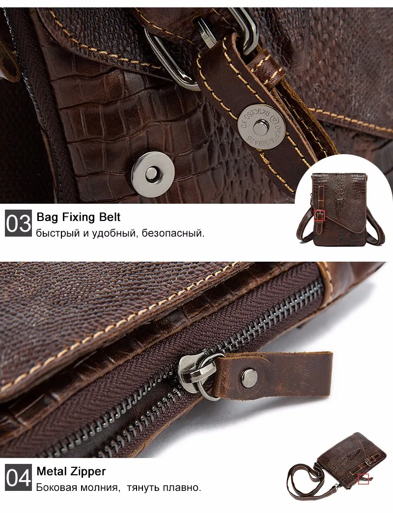 WESTAL Натуральная Кожа Мужчины Сумки Талия Пакеты Человек Crossbody Сумка Натуральной Кожи Крокодила Шаблон Дизайна Мужчины Сумку 8000