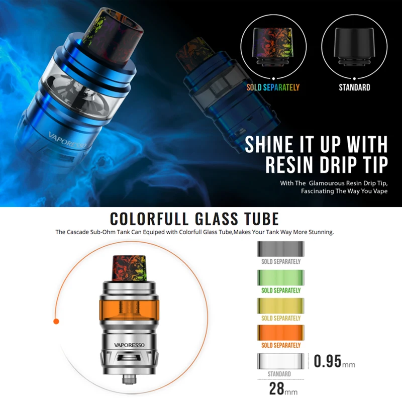 Vaporesso Каскадный бак Sub-Ohm с 7 мл GTM-8 80 до 200 Вт катушка 0 15 Ом-черный | Электроника