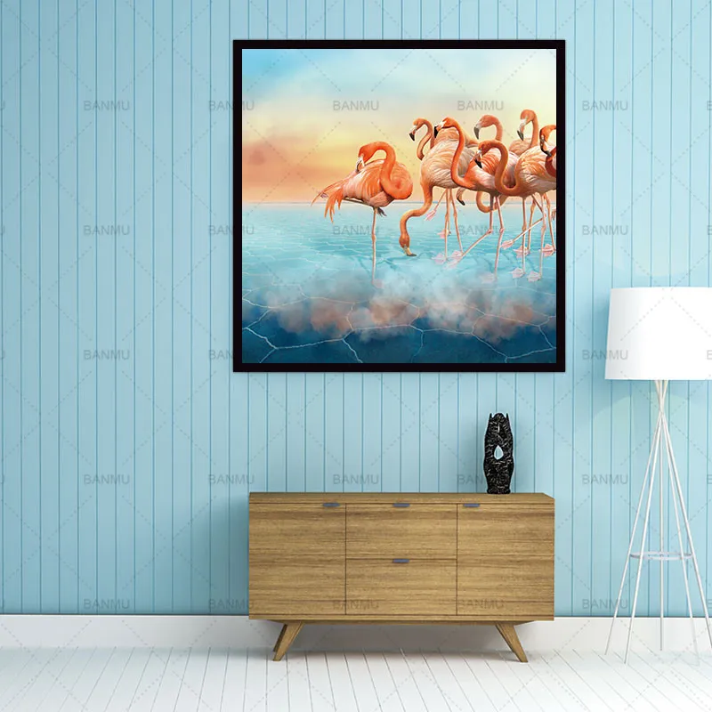 Картина на холсте настенные картины принты фламинго 1 панели животные домашний