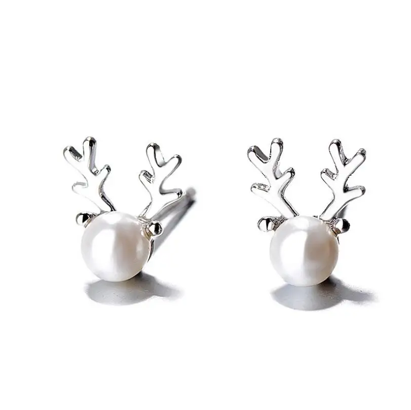 925 Earrings294 Yiustar милые серьги в виде животных, крошечные серьги-гвоздики в виде оленя, амулеты из нержавеющей стали, женские серьги-гвоздики, ювелирные изделия на Рождество, Год, подарок для детей - Окраска металла: 925 Earrings294
