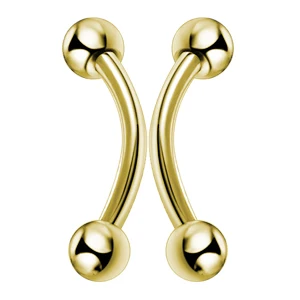 gold 2 шт./партия цветная Сережка для бровей хирургическая стальная пирсинг серьги банан спираль ювелирные изделия для тела - Окраска металла: gold