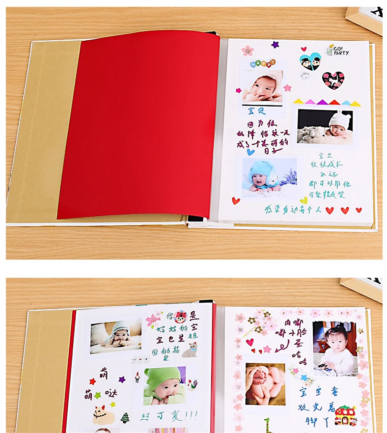Leather cover baby infant children growth record DIY photo album 12 inch 18 inch this newborn paste type family photo album