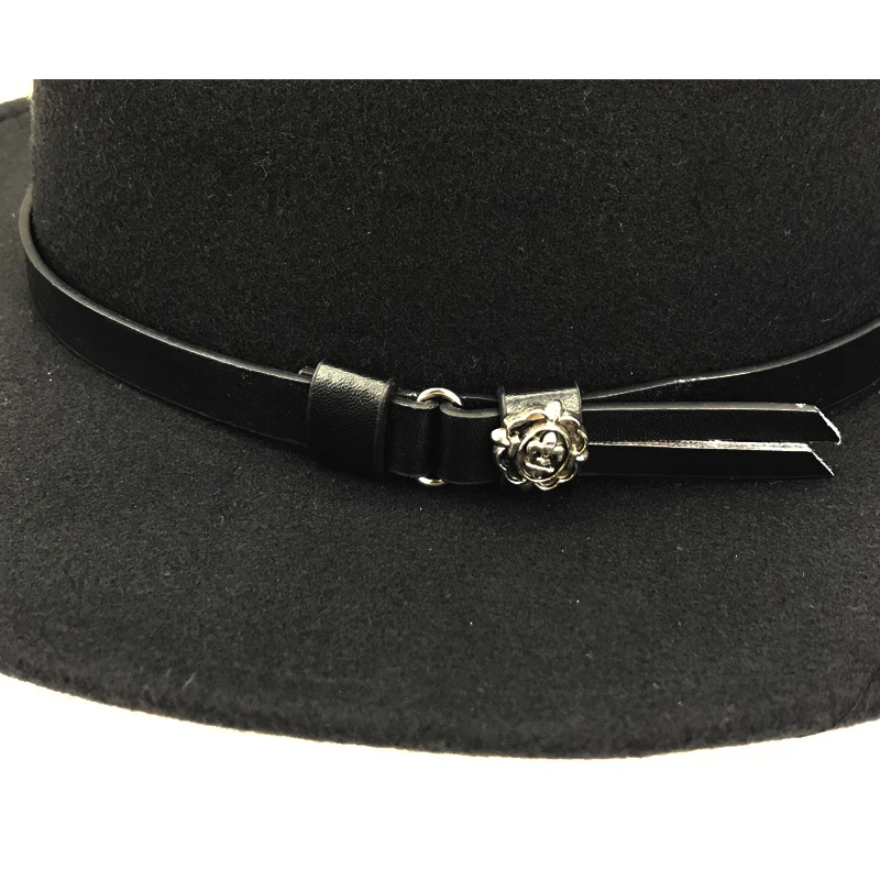 

Winter Wool Panama Hats Men Solid Color Wide Brim With Belt Felt CAPS Women Vintage Jazz hat Vintage Trilby CAPS Church YY18007