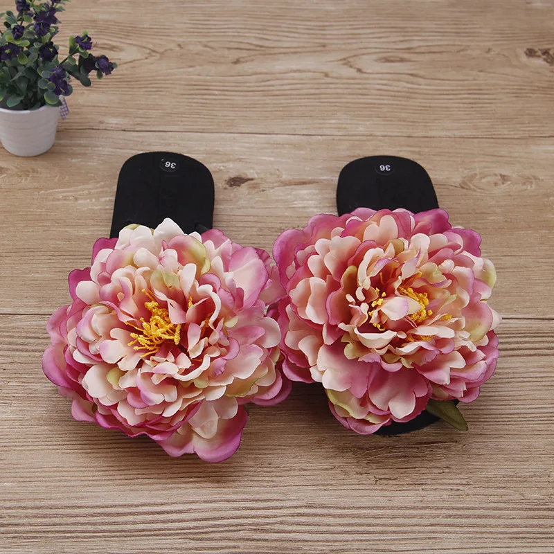 

Large Peony Flower Fashion Sandal Female Summer Resort Beach Sandals Flip Flops Women's Slippers Shoes Non-slip