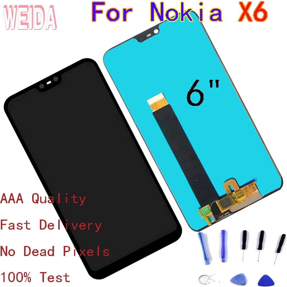 ЖК дисплей WEIDA 6 дюймов для Nokia X6 сенсорный экран с дигитайзером в сборе 1 Plus