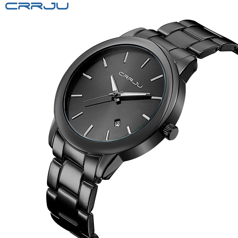 Luxury Brand CRRJU Quartz Watch Men Stainless Steel Business watch 30M waterproof Casual Sport relogio masculino Clock | Наручные часы