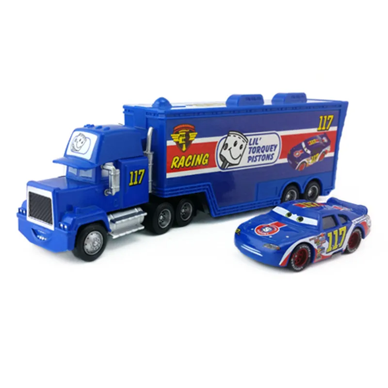 Disney Pixar Cars Lightning Mcqueen 2 шт. № 117 Torquey Pistons Mack Uncle Truck &amp Racer 1:55 Литые металлические