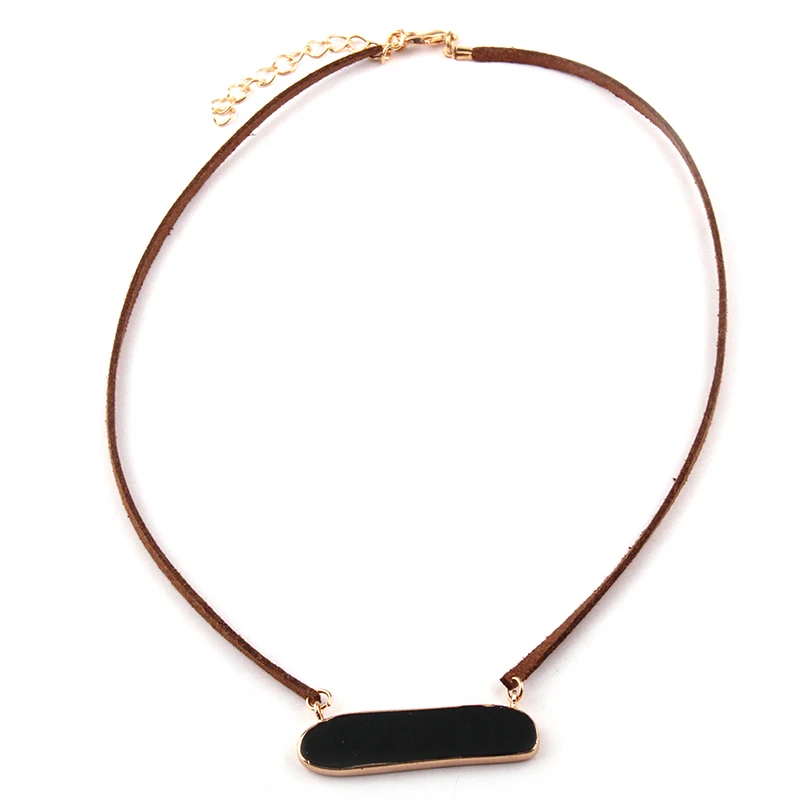 Женское Ожерелье чокер в этническом стиле из коричневой кожи с прямоугольным