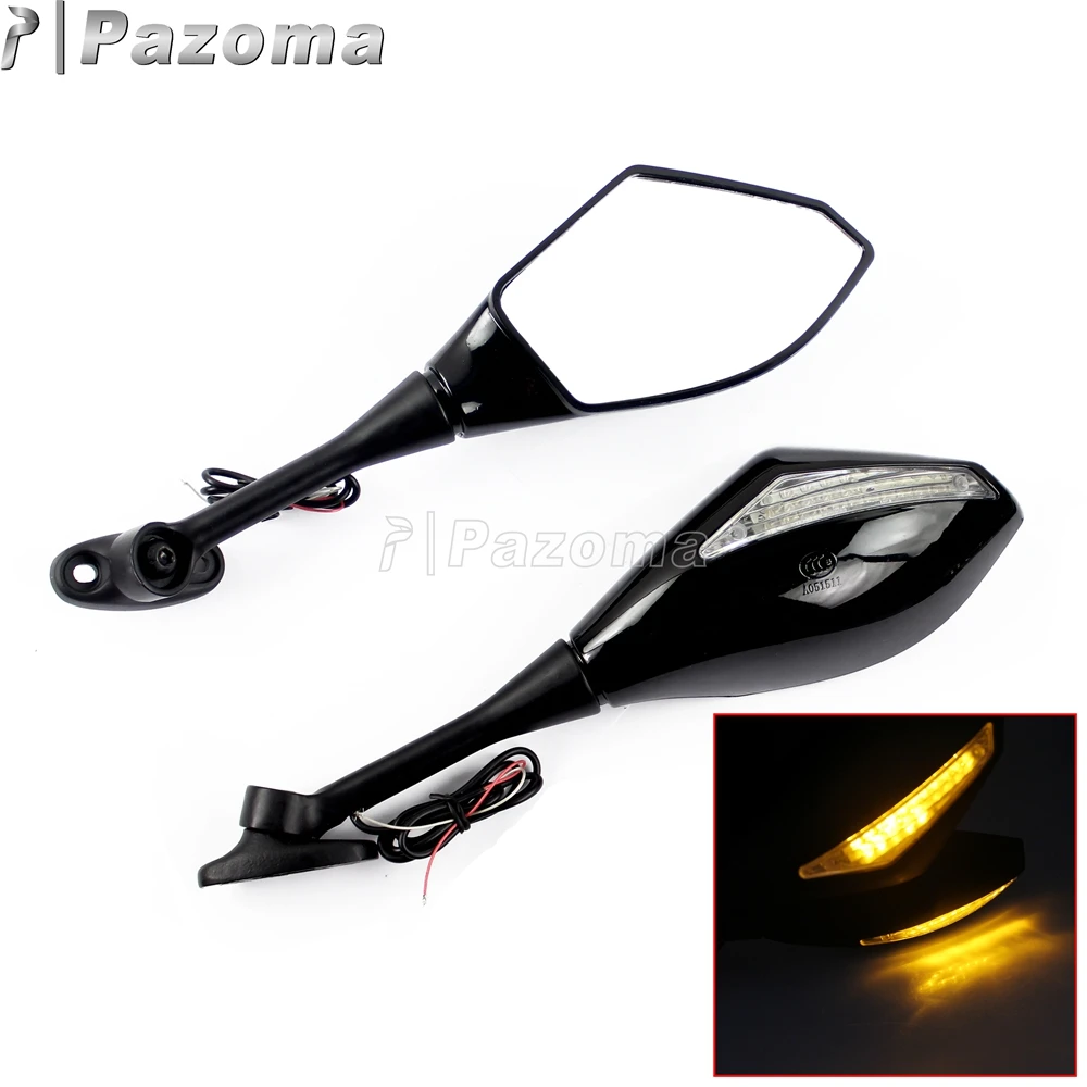 Мотоциклетный светодиодный указатель поворота черное зеркало заднего вида для