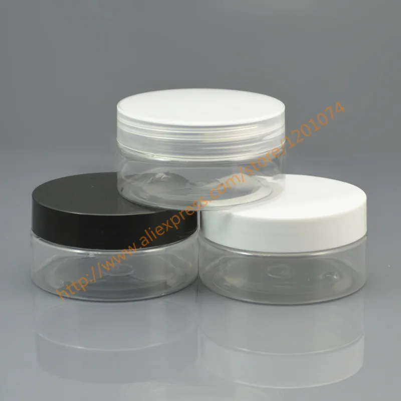 80 мл прозрачная ПЭТ банка с прозрачными/черная/белая пластиковая крышка пустой