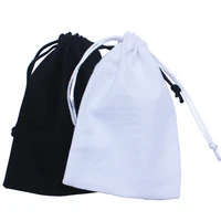 50pcslot black cotton drawstring bag recycle white cotton gift dust pouch customize size and logo