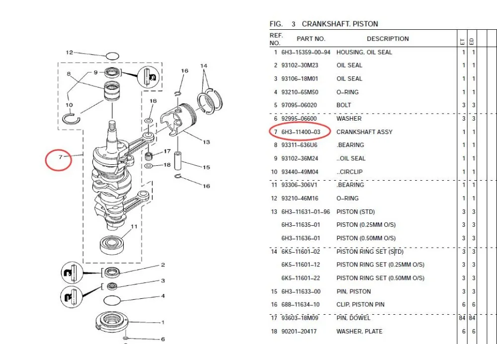 6H3-11400 коленчатый вал узел для 60HP Yamaha лодочный мотор 6K5 модель Parsun 60HP 6H3-1140-03 69D-W1140-01