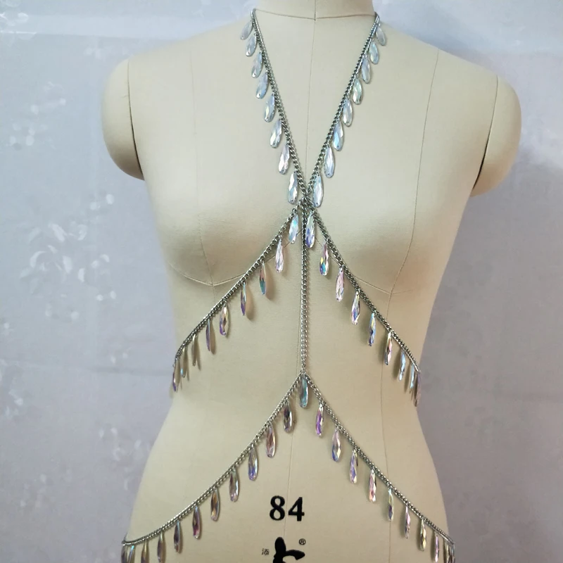 Женская цепочка для тела со стразами эксклюзивный изготовленный на заказ летний