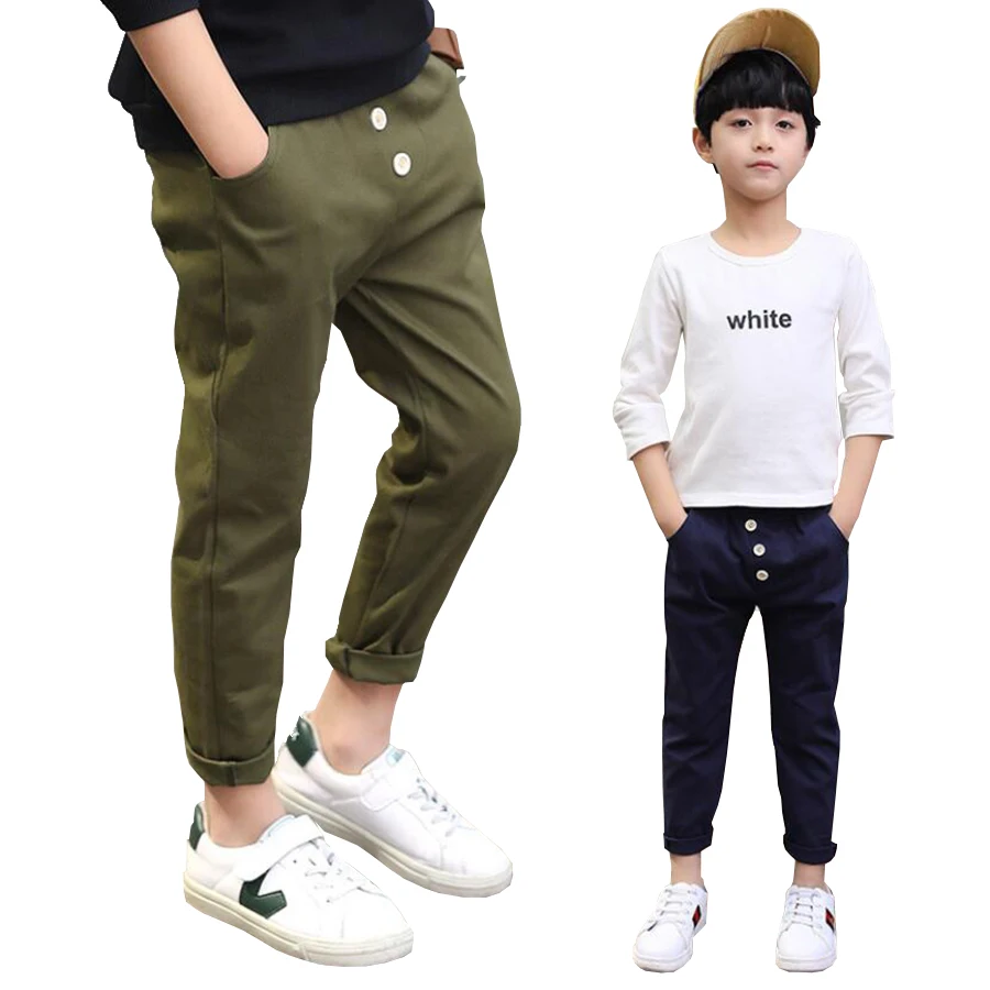 Брюки для мальчиков Дети Осень-весна полная длина повседневные штаны детская