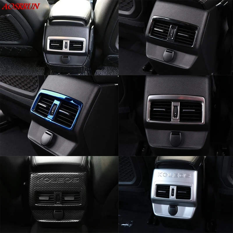 

Car Styling abs Stainless steel Interior Air Conditioning Rear Outlet Cover Trim 3D Sticker For Renault Koleos 2017 accessories