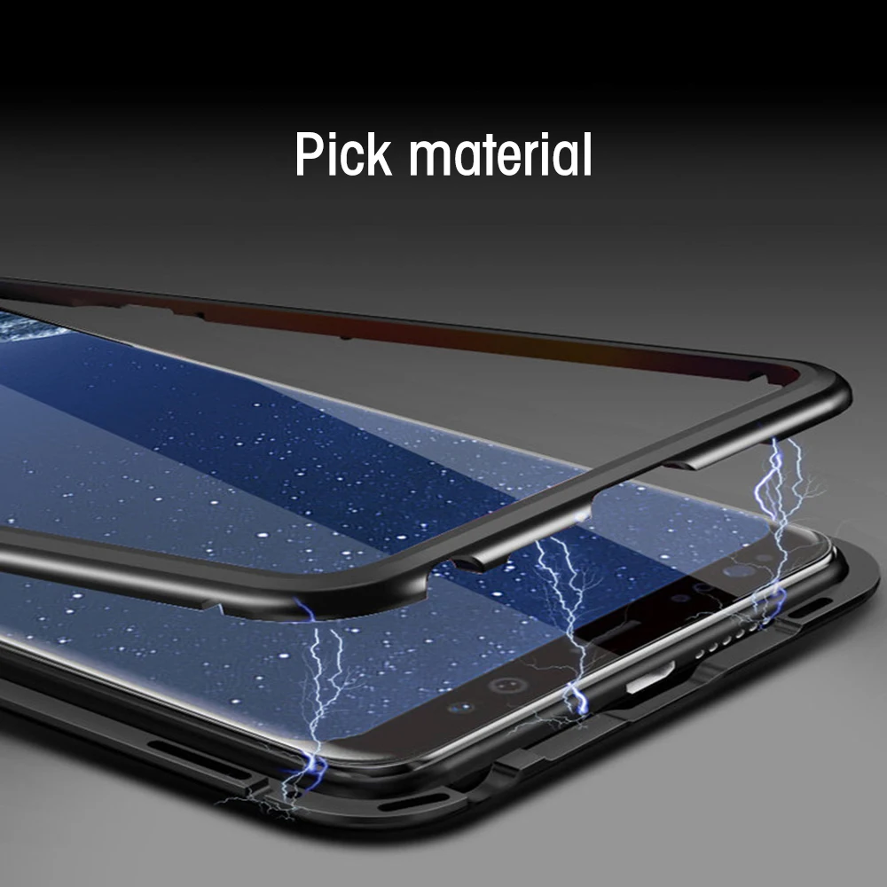 2019 New Magnetic Adsorption Metal Case For Samsung Galaxy S9 S8 Plus S7Edge Tempered Glass Back Magnet Cover Note 8 9 Cases |