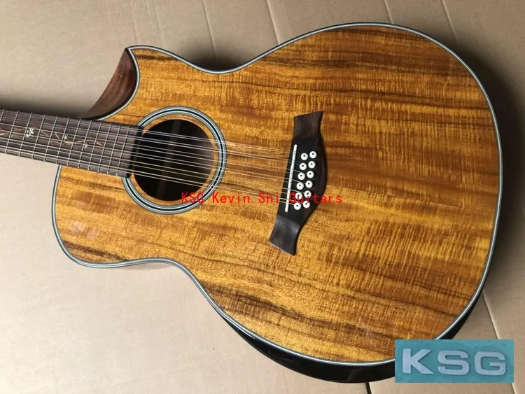 Корпус подлокотника, 12 струн, скошенная вся гитара Koa, половина выреза, 12 струн, акустическая электрогитара KOA,, гитара koa