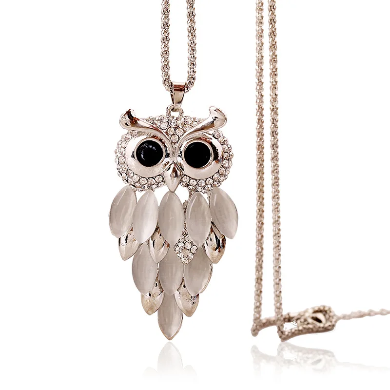 Стильный Галант сверкающие Сова кристалл Очаровательные эффектные ожерелья и
