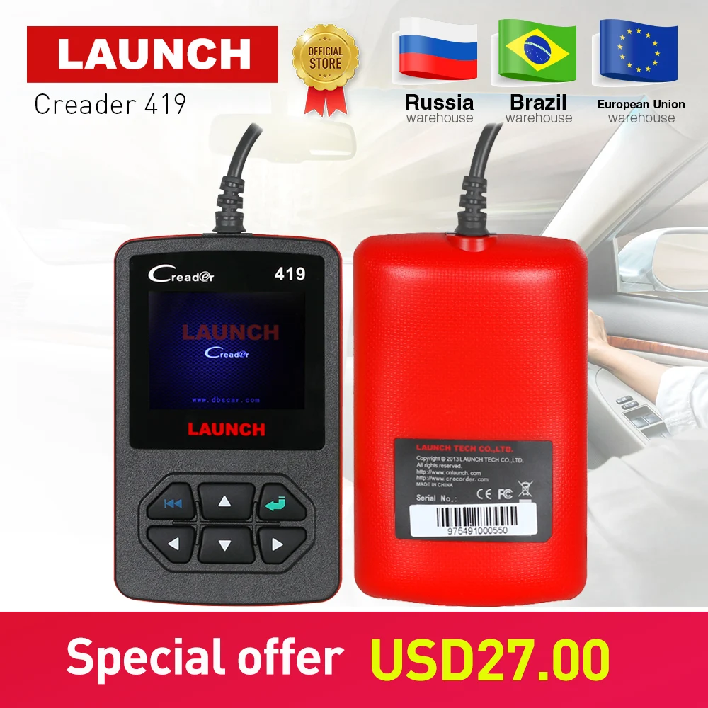 Запуск Creader 419 OBD2 EOBD код читателя сканирования OBDII OBD 2 CR419 Creade 4001 автомобиля