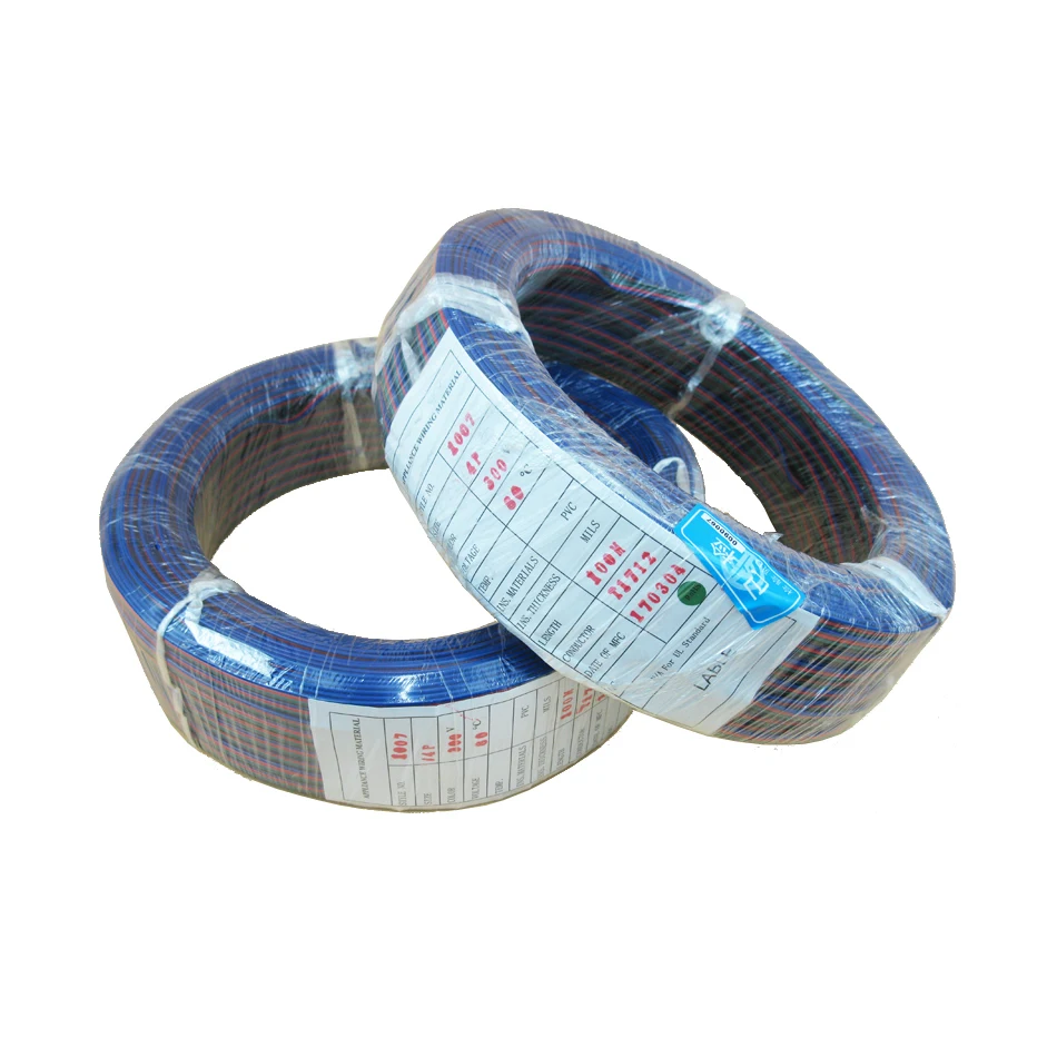 1м 10м 20AWG ПВХ изолированная медная проволока 4-х контактный RGB-кабель для обогревателя LED Электрический Свободный выбор количества метров.