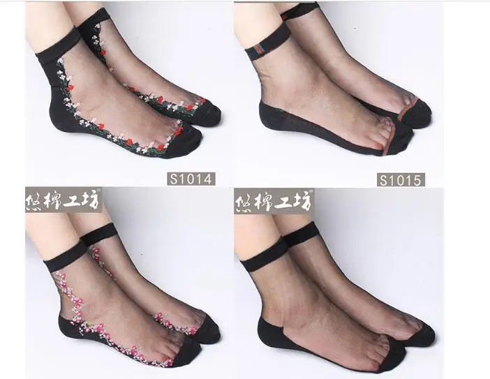 10pairs/lot! flower crystal Harajuku goth punk series cool female essential hollow thin short socks women sexy socks
