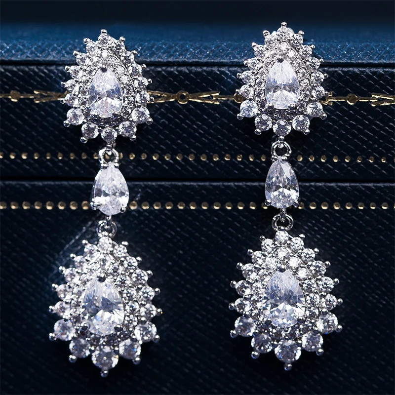 Huitan Classic свадебные серьги с круглым блестящим кубическим цирконием, женские модные ювелирные изделия, лучший подарок на День святого Валентина для влюбленных