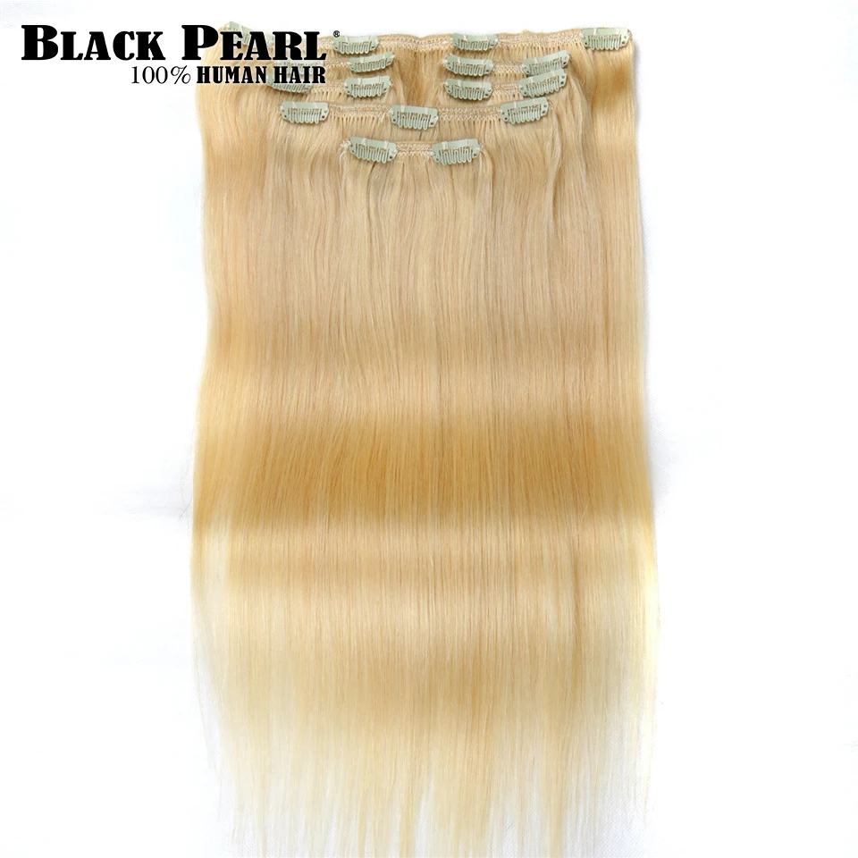 BlackPearl красочные волосы 7 шт клип в человеческих волос для наращивания Striaght honey