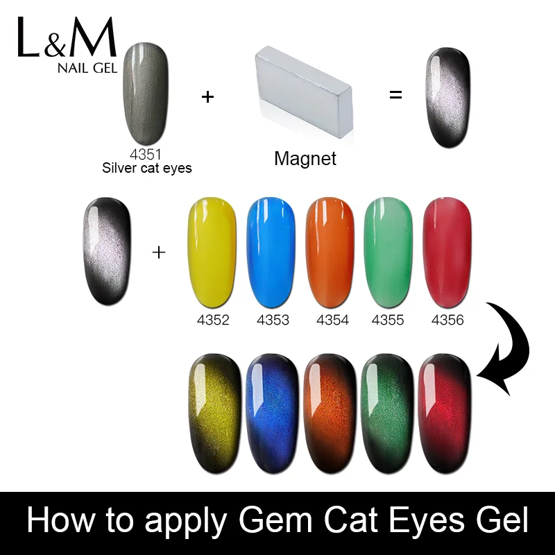 6 шт. ibdgel Glam кошачий глаз Магнитный Гель-лак магниты для ногтей УФ LED Semit-прозрачный