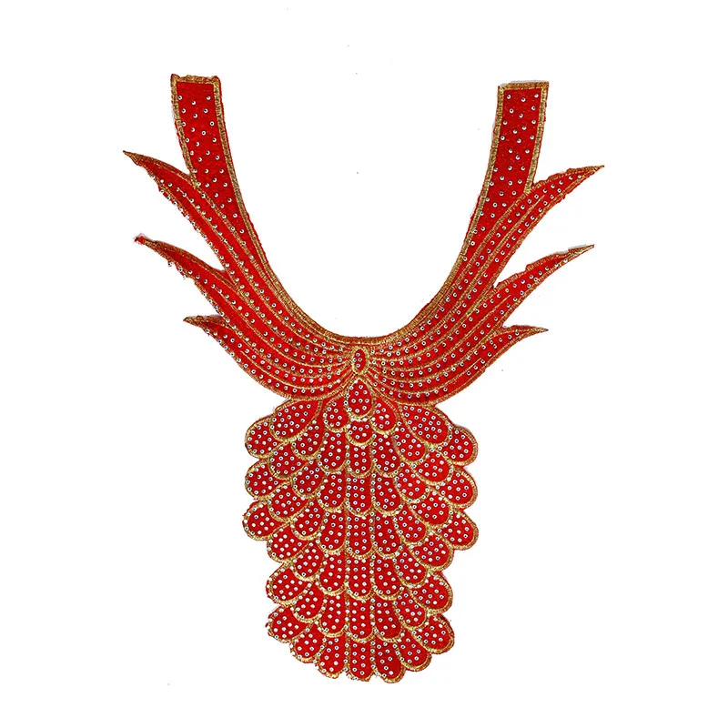 5 шт. украшенные красными бусинами стразы вырез горловины искусственный узор