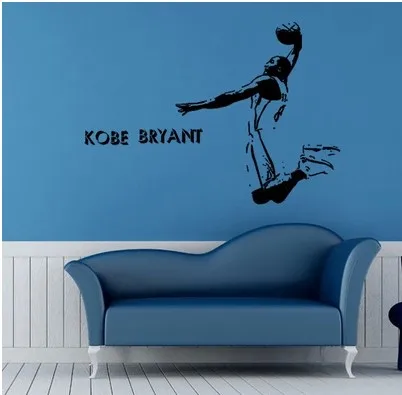 

Free shipping the lakers' kobe Bryant Basketball sticker black mamba cartoon movement decorative wall stickers