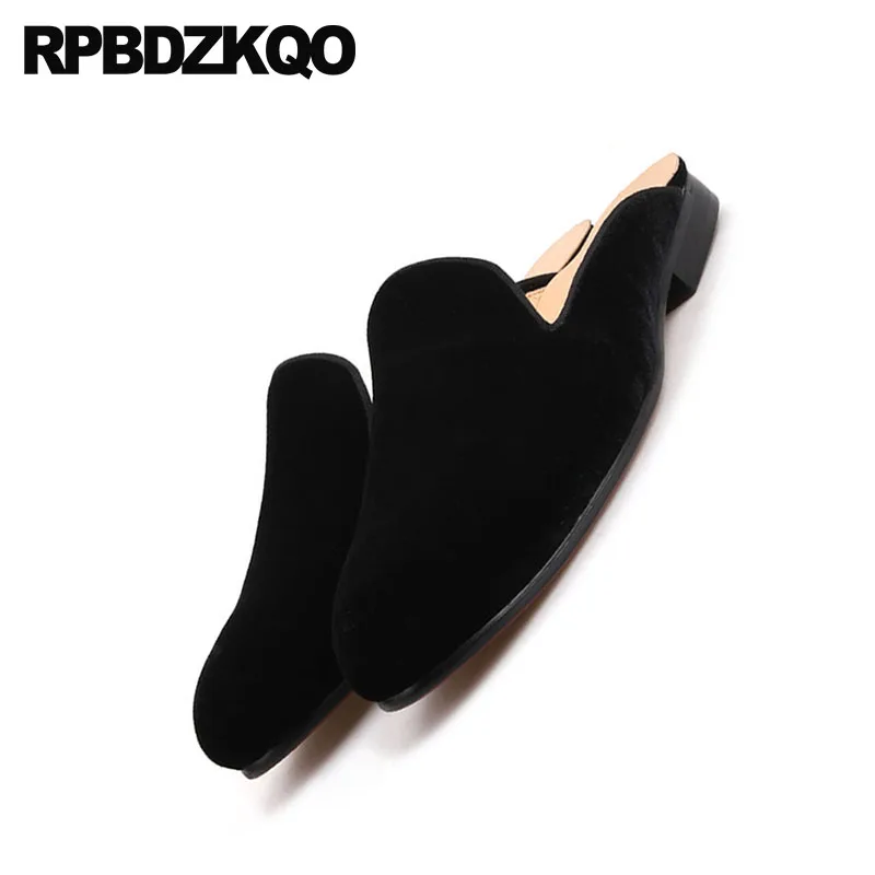 11 Flats 47 Custom European Mules Brand Slides Blue Black Sandals Big Size Elegant Fashion Luxury Velvet Casual Shoes Men Runway | Обувь