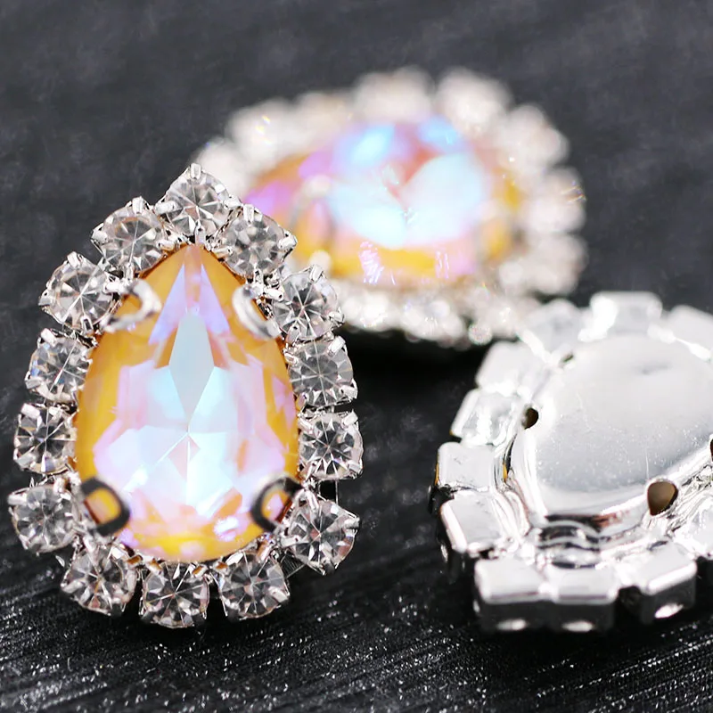 Новые стеклянные стразы DR sew на серебряной основе кристальная кнопка светильник