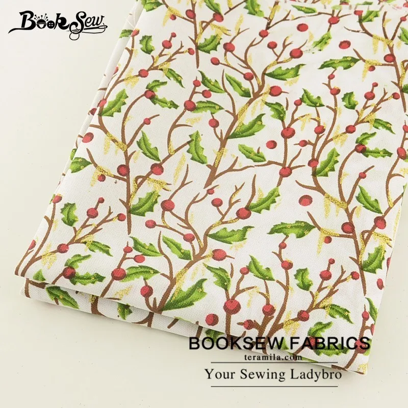 Booksew Лен Ткань Новогодние товары Стиль цветочный Дизайн Вышивание метр ткани для