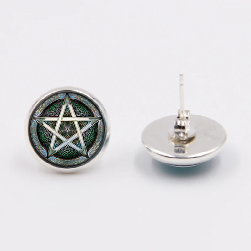 Серьги стерлингового Серебряные ювелирные изделия plateds круглый Стекло печать