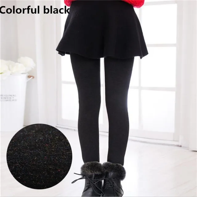 Colorful black Леггинсы для девочек; зимние детские теплые обтягивающие штаны из плотного бархата; модные повседневные хлопковые спортивные брюки для маленьких девочек - Цвет: Colorful black