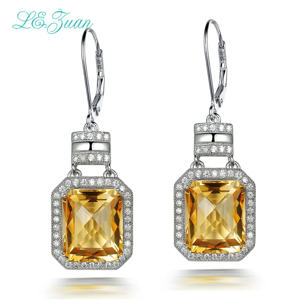 L& Цзуань 12.04ct натуральный цитриновые серьги 925 пробы серебро модные свисающие серьги FIne Jewelry Серьги для Для женщин Рождественский подарок - Цвет камня: Цвет: желтый