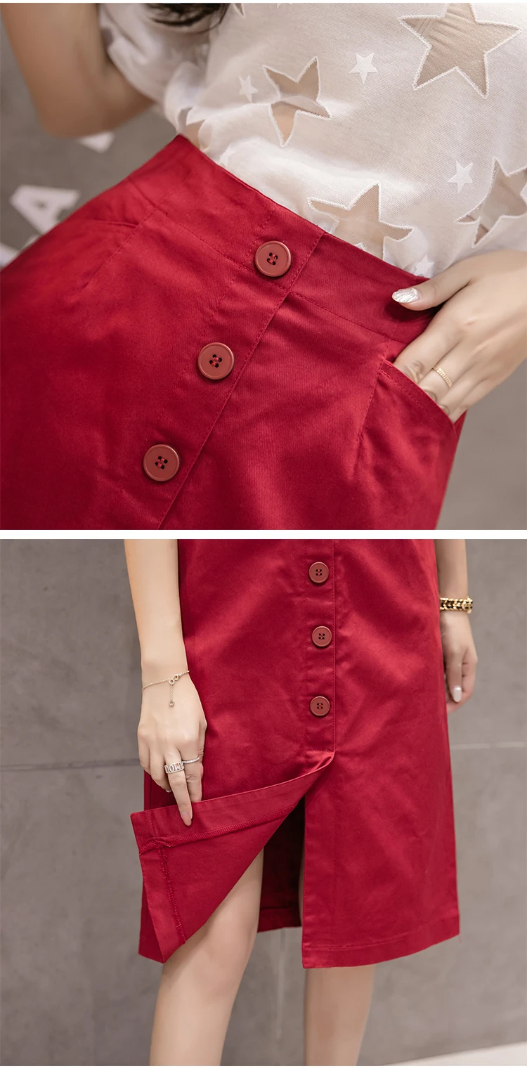 Shintimes Faldas Mujer Moda летняя юбка-карандаш длиной до колена, Женская винтажная школьная юбка на пуговицах с высокой талией черного и белого цвета