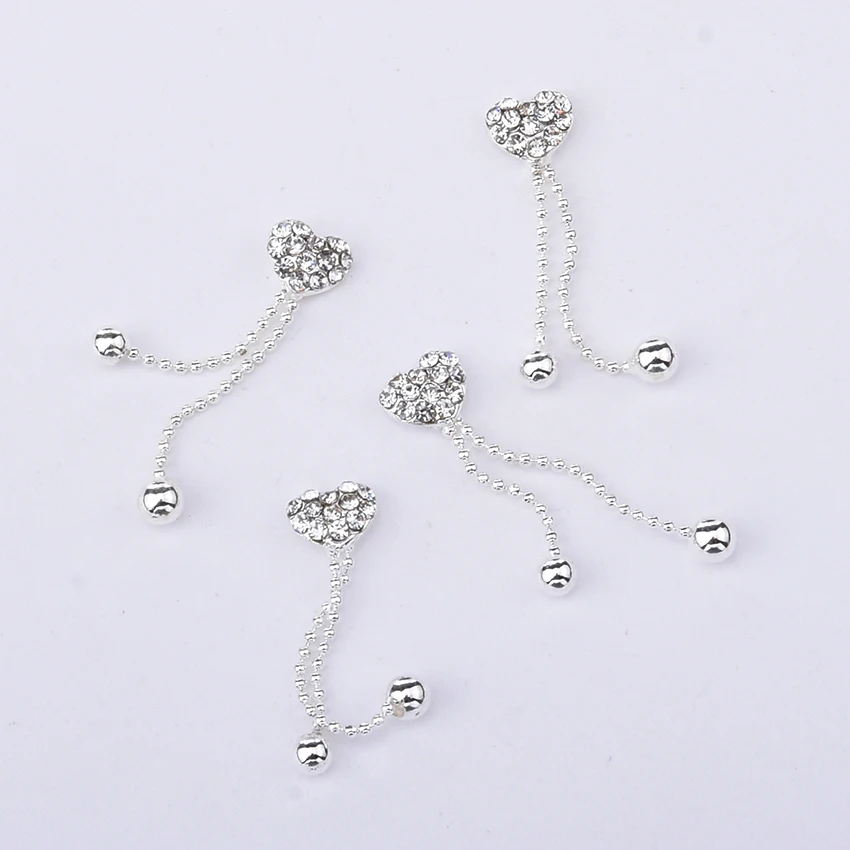 10pcs Heart rhinestones chain nail decoration handmade DIY jewelry accessories MNS802 | Красота и здоровье