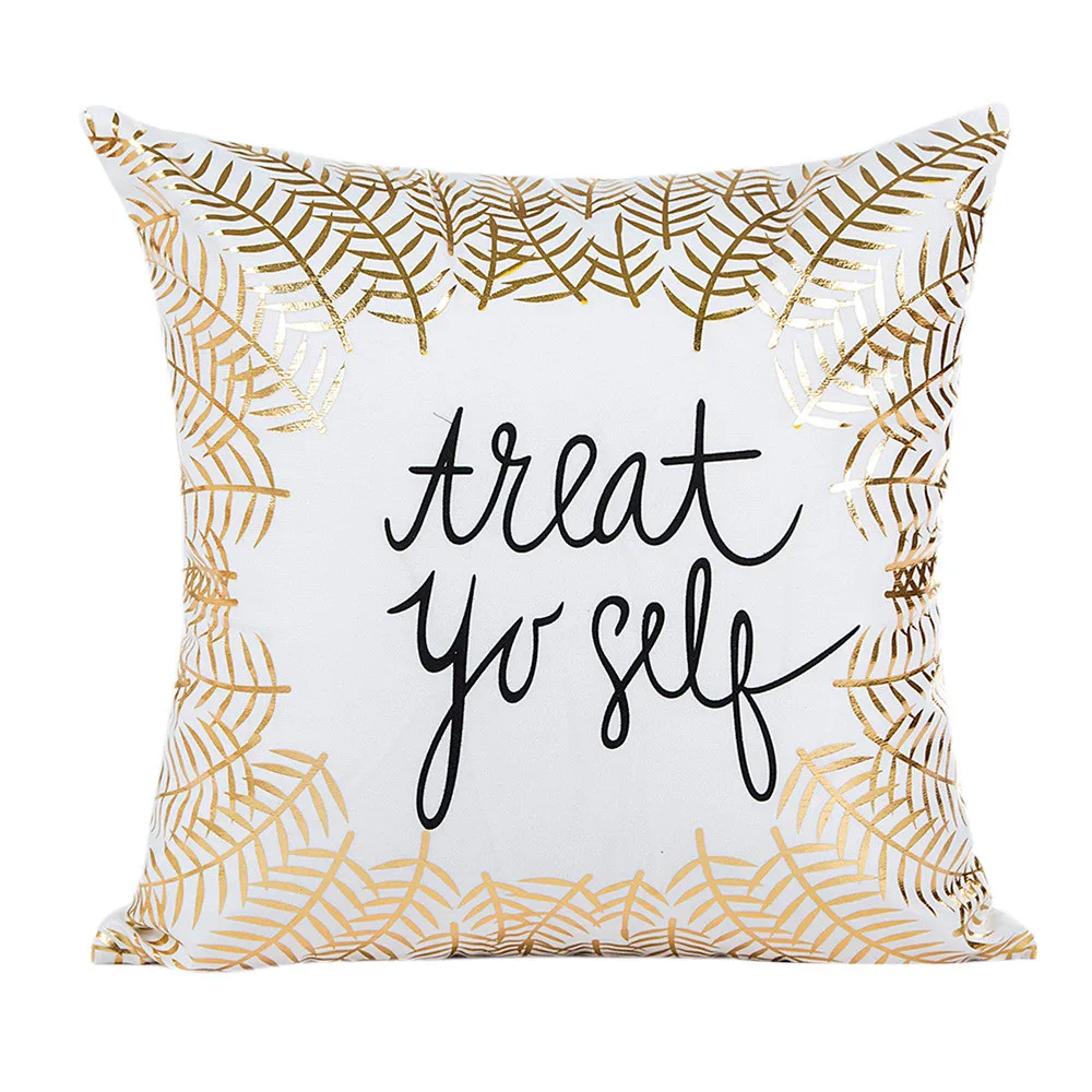 

Gold Foil Printing Pillow Case Sofa Waist Throw Cushion Cover Home Decor Daily Necessities 2021 New Hot Sale