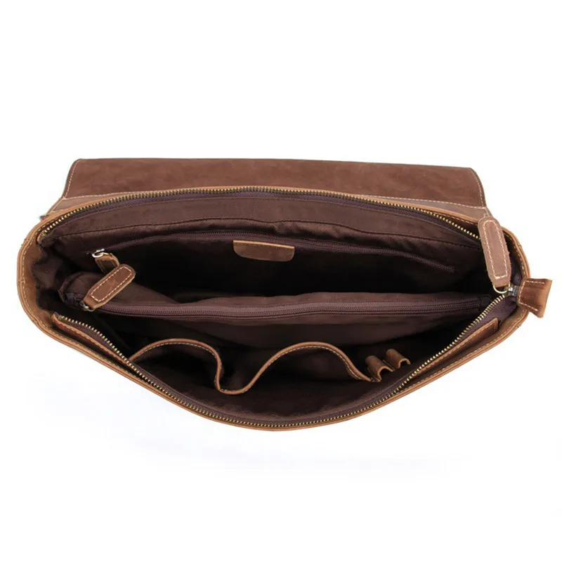 Винтаж коричневый Для мужчин кожаные Портфели коровьей Бизнес Сумка Crossbody сумка