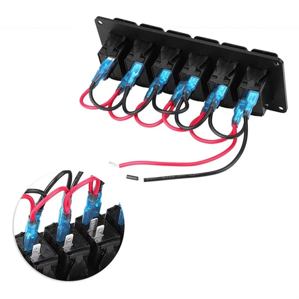12 24 в 6 Gang Rocker Switch Panel панель переключателей водонепроницаемый дизайн для