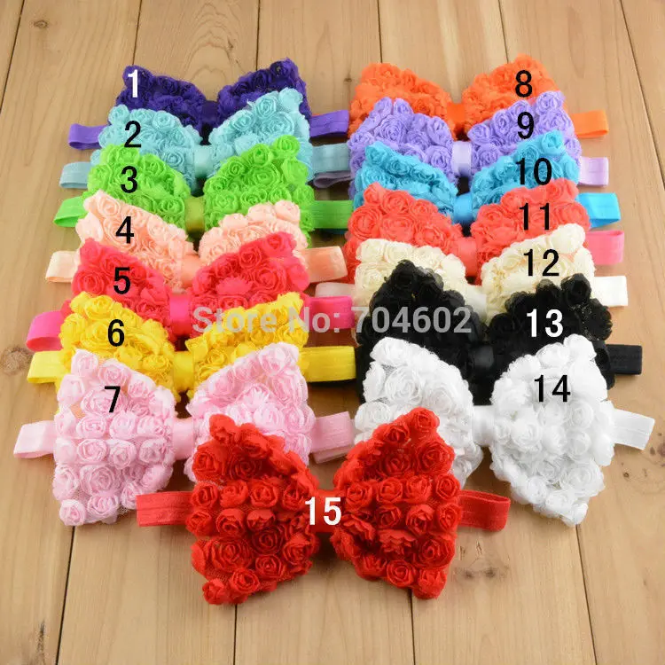 Trail Order 10 шт./лот 4 7 &quotБольшой Шифоновый Цветок розы банты для волос девочек