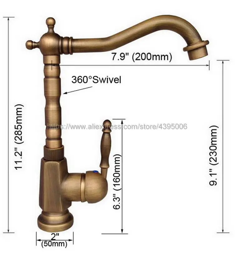 

Kitchen Faucet Antique Brass Kitchen Sinks Faucet 360 Degree Rotating Swivel Cold Hot Mixer Water Tap Ban017