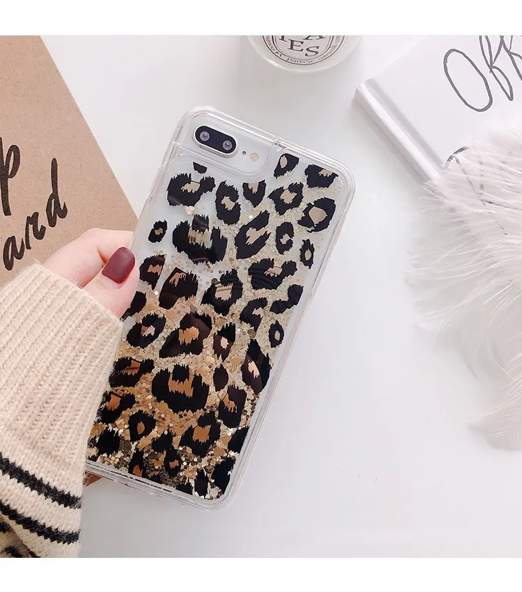 Luxury Floral Leopard Phone Case Glitter Liquid Quicksand for Iphone Xs Max Xr 7plus 8 6s X Clear Tpu Back Cover | Мобильные