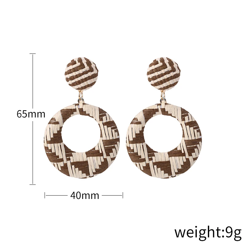 Индивидуальные деревянные вязаные висячие серьги из ротанга женские модные